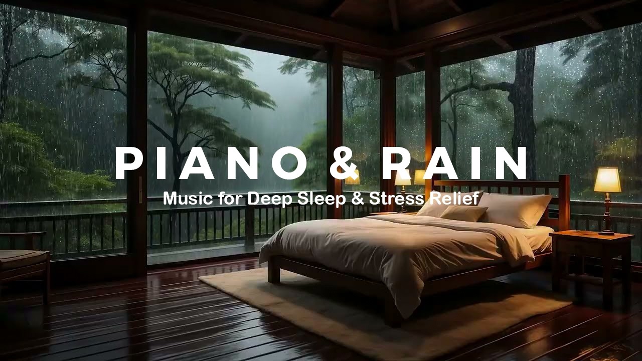 Cozy Warm Bedroom with Relaxing Piano and Rain | Deep Sleep Music for Anxiety Relief