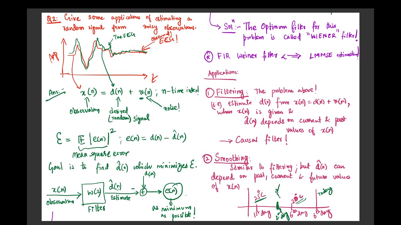 TA Session 08 - Optimal Linear Filtering: Wiener Filtering and Prediction Problems in Time Series