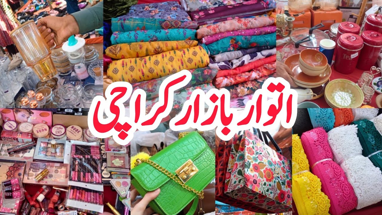 Sunday Bazaar Karachi | Affordable Bags, laces, cosmetics, lawn dresses & Crockery | Eshi Vlogs