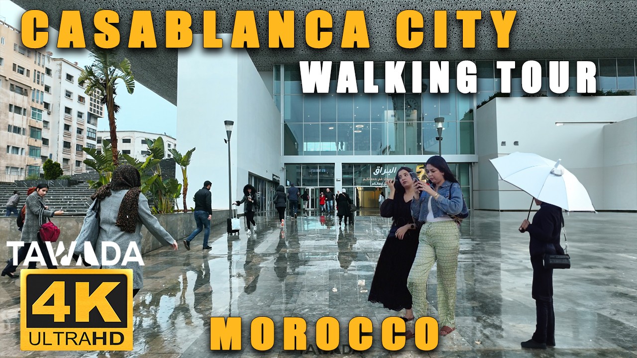 Rainy day Ambiance in Casablanca - A Walking Tour - Morocco 4K UHD