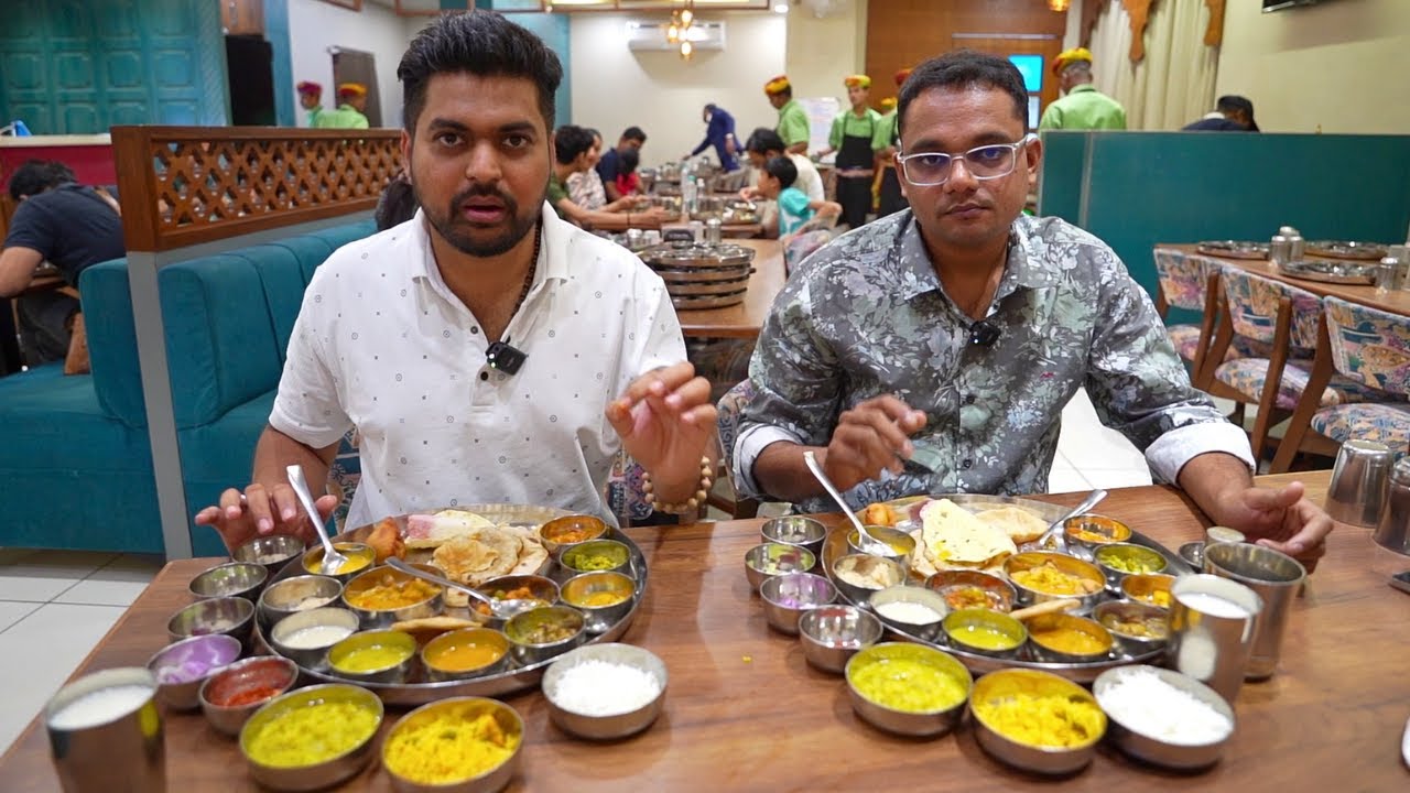 શ્રી મધુર ભોજ અનલિમિટેડ ઓથેન્ટિક થાળી રેસ્ટોરન્ટ ગુજરાતી રાજસ્થાની અને પંજાબી ટેસ્ટ એક જ થાળી મા