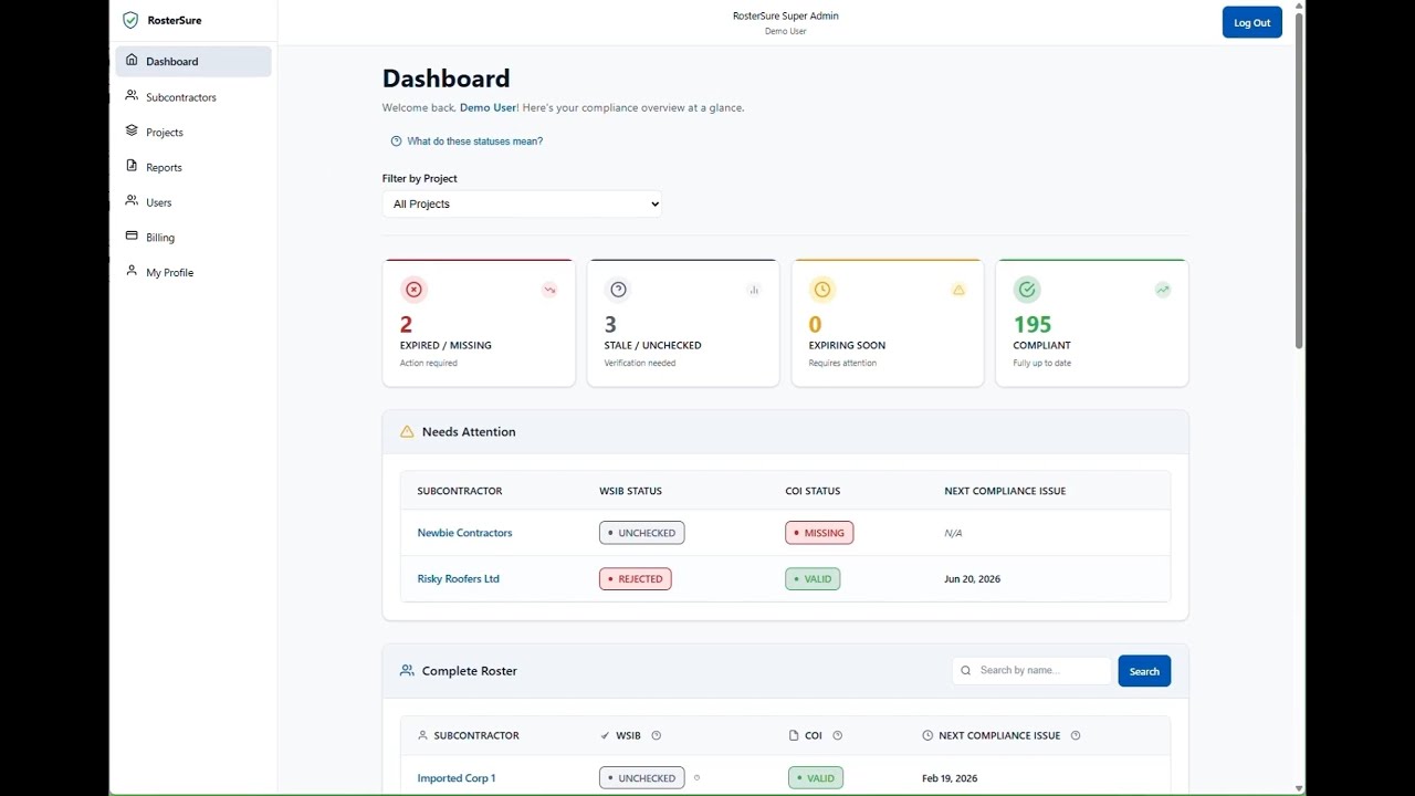 RosterSure Automated Compliance for Ontario GCs
