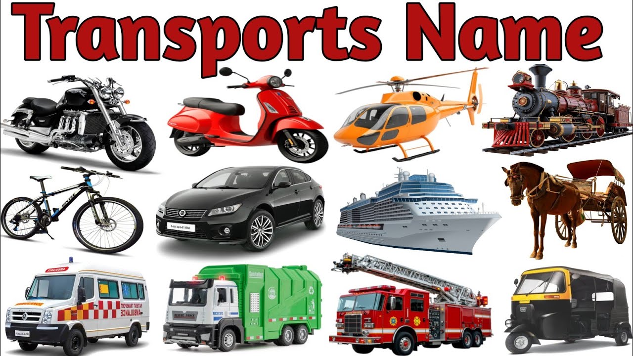 Transport Name | Vehicle Name in Hindi and English | वाहनों के नाम | Transport Name with pictures
