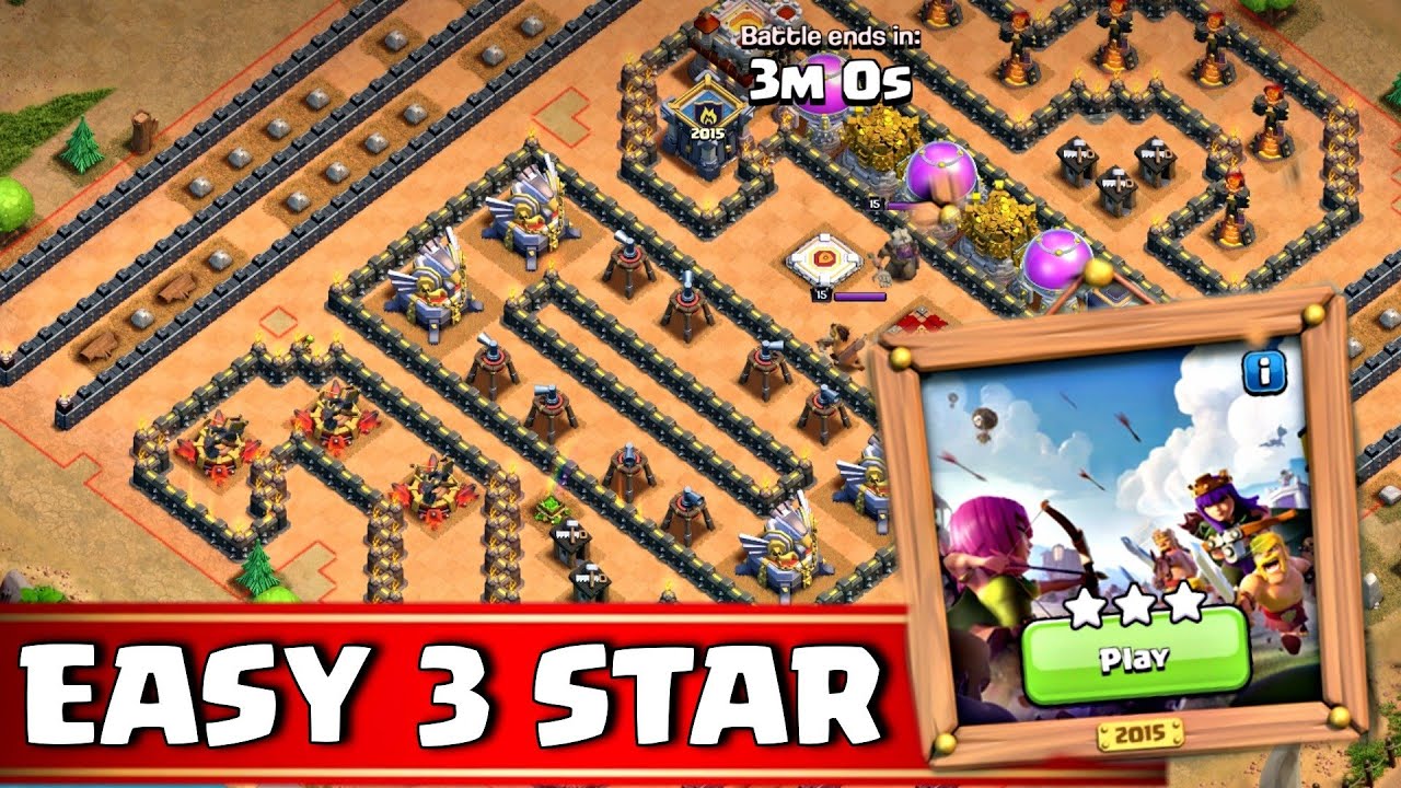 How To Complete 10 Years of Clash Challengel easy  3 star 2015 Map | Coc 10 Years of Clash