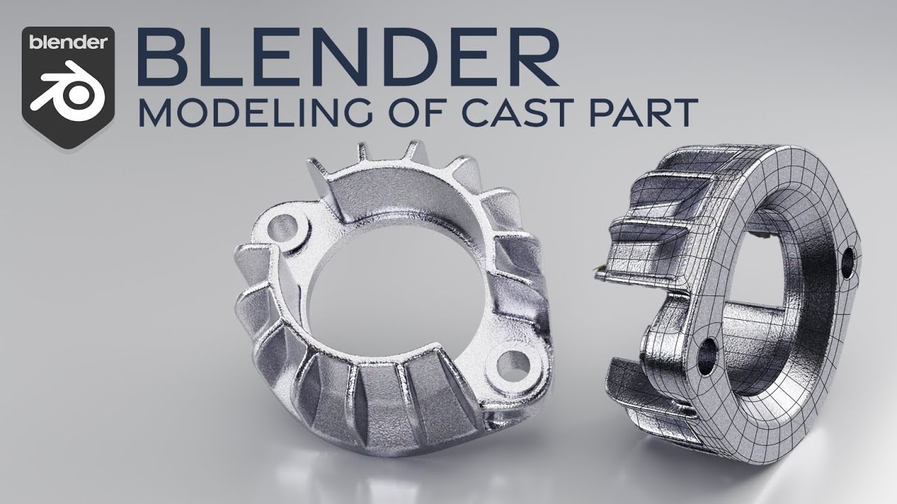 Blender for Beginners - Modeling of cast part with ribs and holes for motorcycle