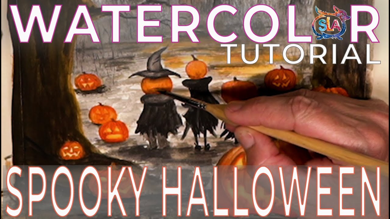 Watercolor Painting Tutorial - Fall Tones & Spooky Charm