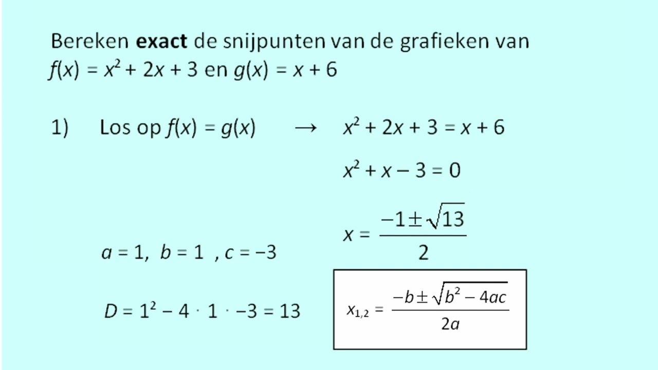 Snijpunten met parabolen berekenen