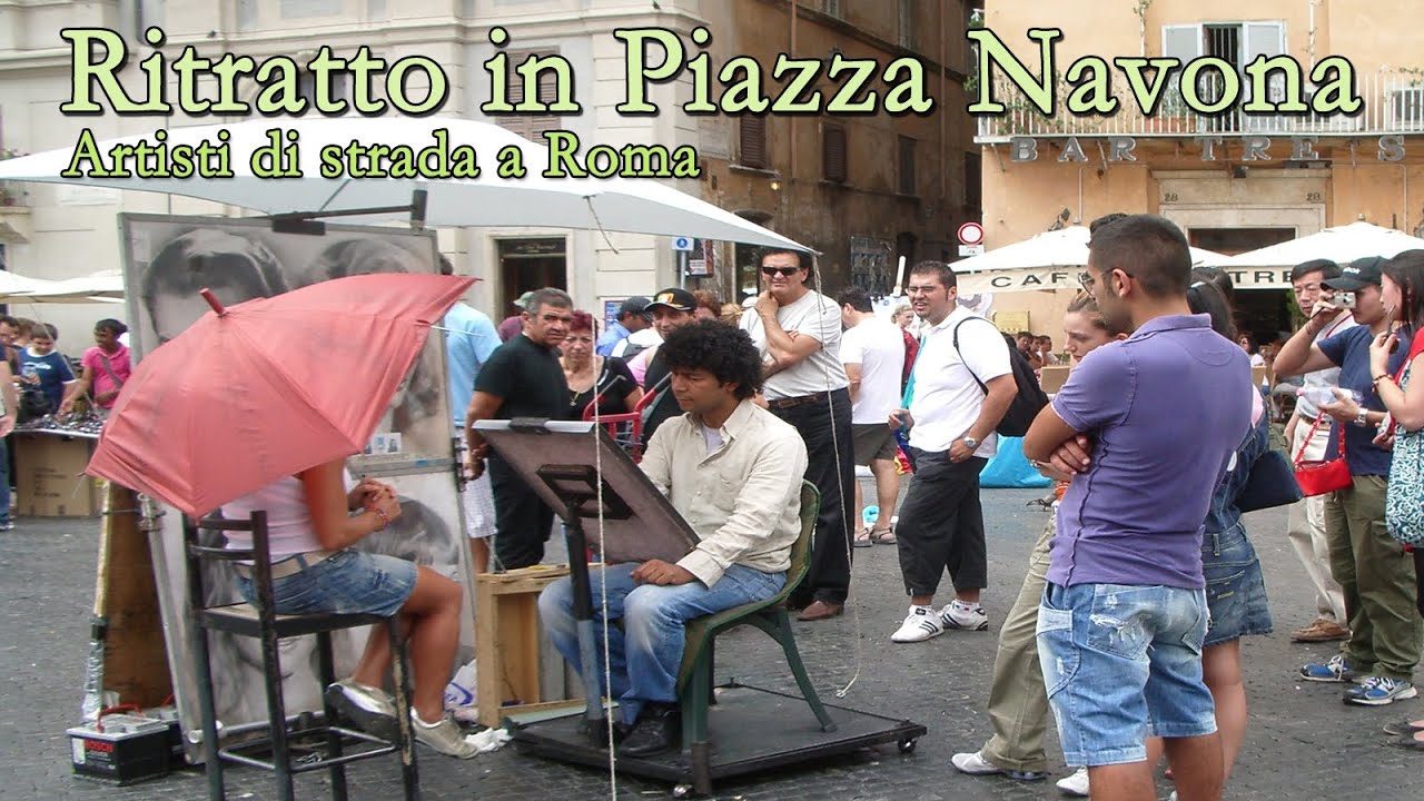 Ritratto in Piazza Navona - artisti di strada a Roma
