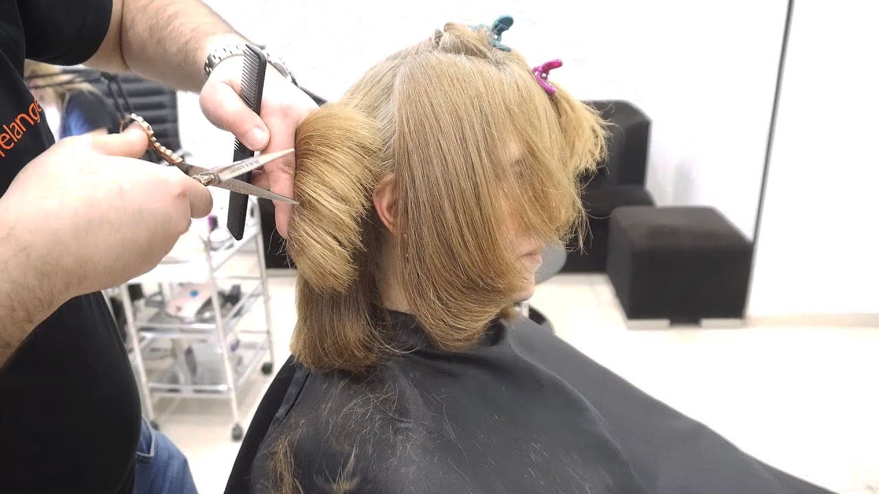 ANTI AGE HAIRCUT - BLONDE LAYERED HAIRCUT WITH SIDE BANGS