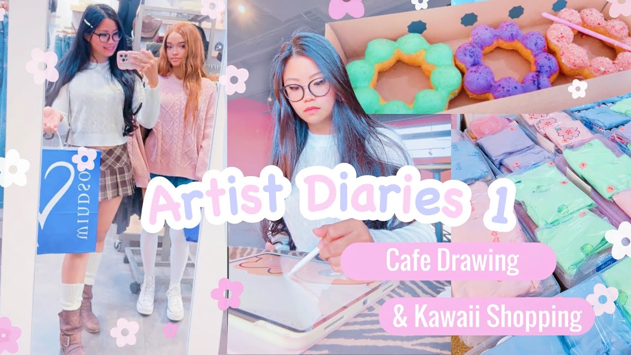 Artist Diaries 1: Cafe Drawing, Kawaii Shopping, Artist Alley Prep, Sublimation Cups, Heat Press