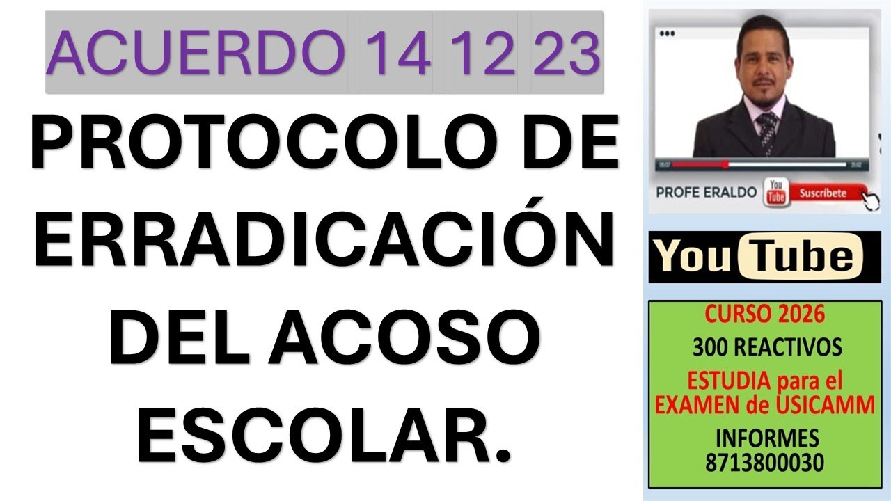 ACUERDO 14 12 23 PROTOCOLO DE ERRADICACIÓN DEL ACOSO ESCOLAR CURSOS 2026 PROFE ERALDO REUNIÓN PREVIA