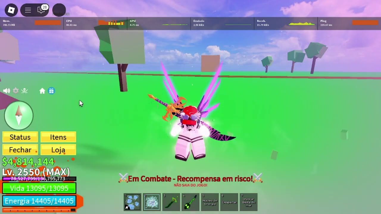 Jogando pvp skill / Blox fruits