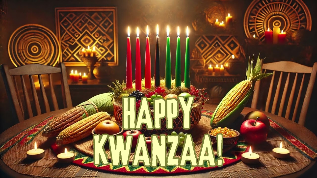 🕯️ Happy Kwanzaa - Background Wallpaper |  Kwanzaa Ambience with Kinara and Traditional Decor 🌽 4K