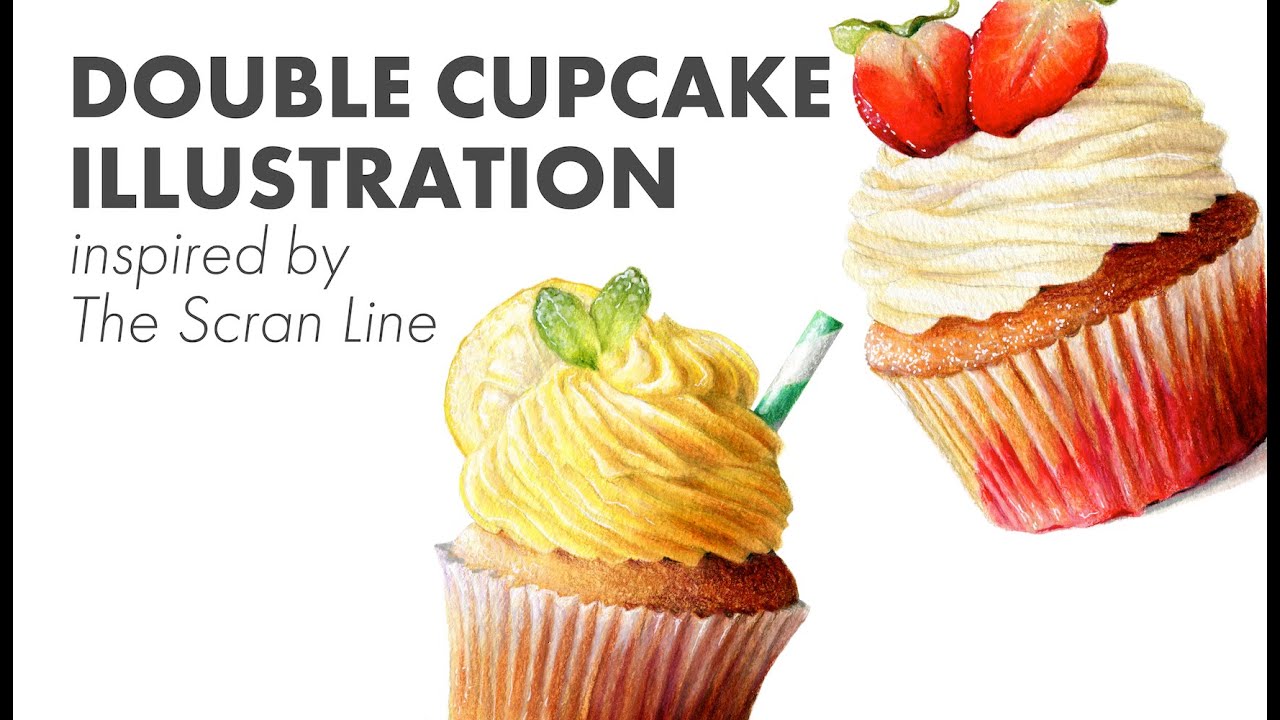 Cupcake Illustration with Talk-through Process Explanation