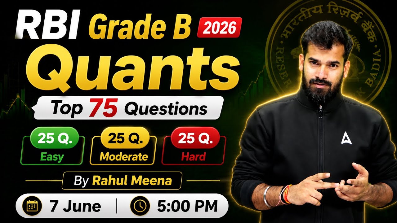 RBI Grade B 2026 | Top 75 Quants Questions | RBI Grade B Marathon | By Rahul Meena