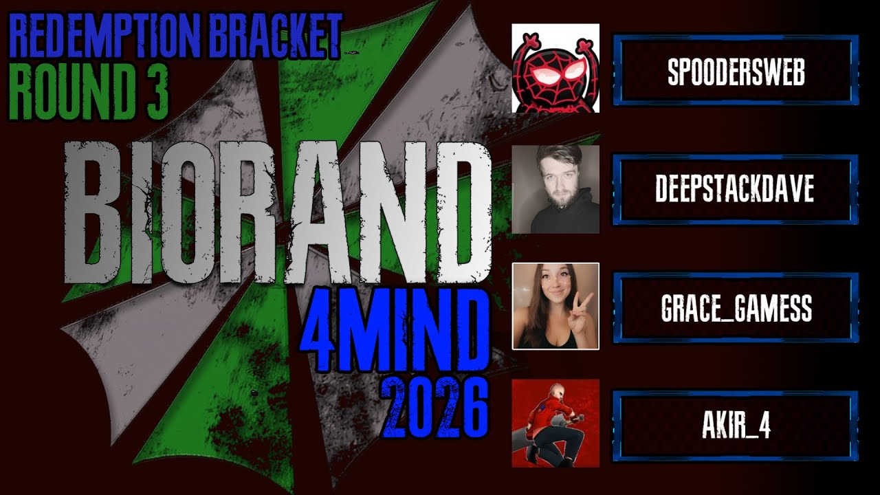 Biorand4Mind2026 Redemption Bracket | grace_gamess v @DeepStackDave v @AKIR_4  v @SpoodersWeb