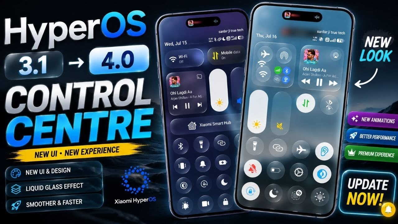 Top 4 HyperOS 3.1 to 4.0 Control Centre Themes | Best Liquid Glass UI 2026