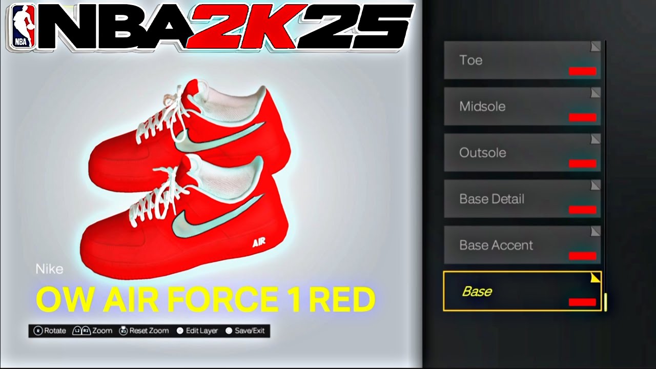 Off-White X Nike Air Force 1 Low Red - NBA 2K25 - Shoe Creator
