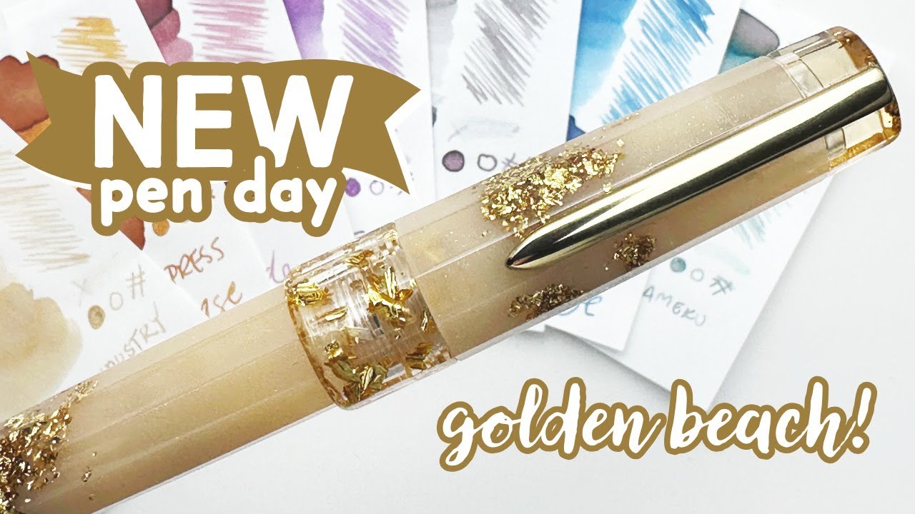 Golden Beach Euphoria Fountain Pen Review | NEW PEN DAY Elegant and Shimmery!