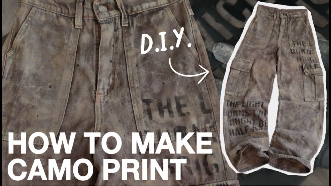 DIY Camouflage Pattern on Denim - Easy fabric dye & painting tutorial