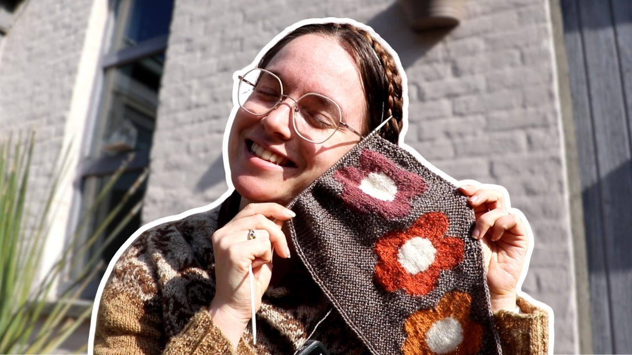 Knit with me: Cashmere and Silk Vintage Floral Spring Scarf