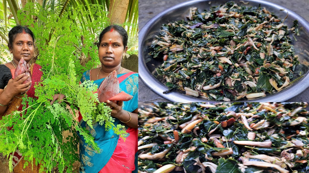 வாழைப்பூ முருங்கைக்கீரை பொரியல் | Vazhaipoo Murungai Keerai | Banana flower Drumstick leaves curry