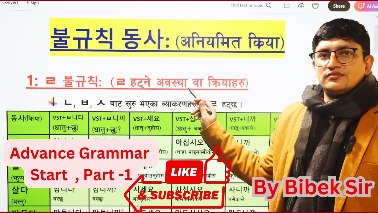 Advance Grammar Start , part -1 // By bibek Sir// #한국어학원 #koreanlanguage