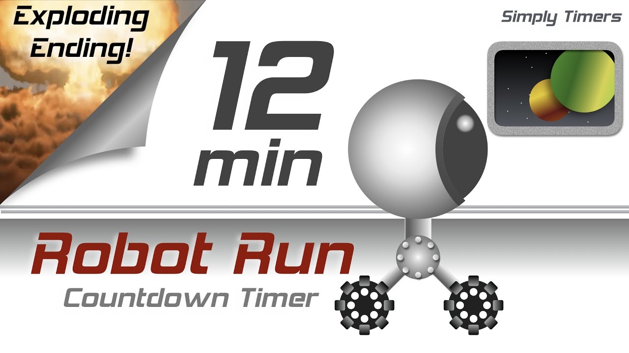 12 min racing robot countdown timer with exploding ending
