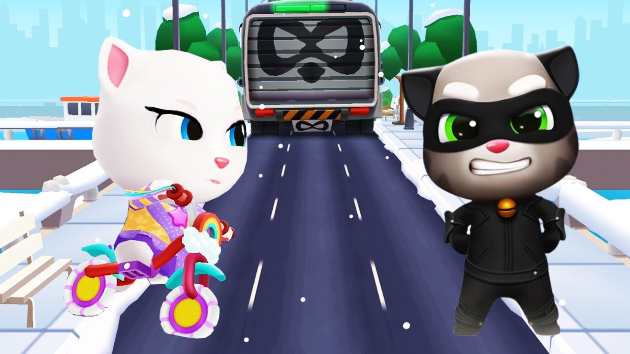 Talking Tom Gold Run Vs Hero Dash – Gymnast Angela Vs Cat Noir Tom