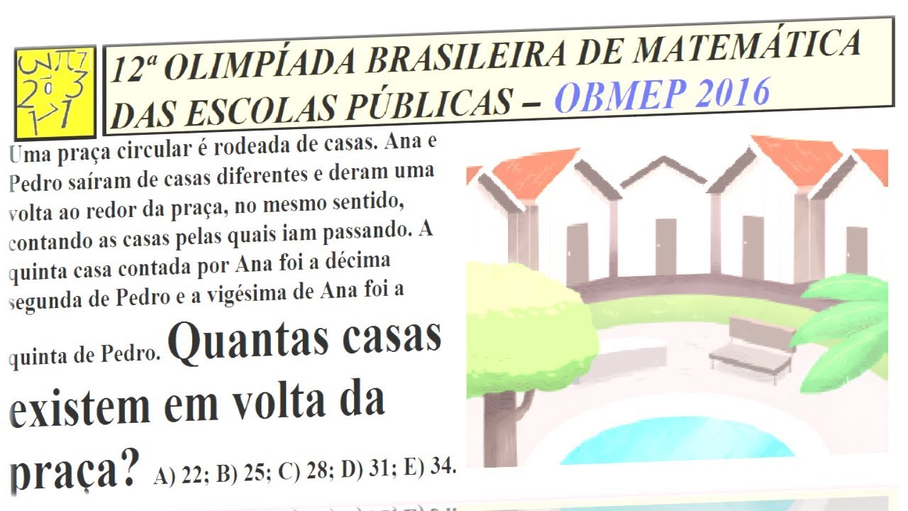 OBMEP 2016 FASE 1 NÍVEL 1 QUESTÃO 17 RESOLVIDA PROVA 12ª OLIMPÍADA BRASILEIRA MATEMÁTICA ESCOLAS PÚB