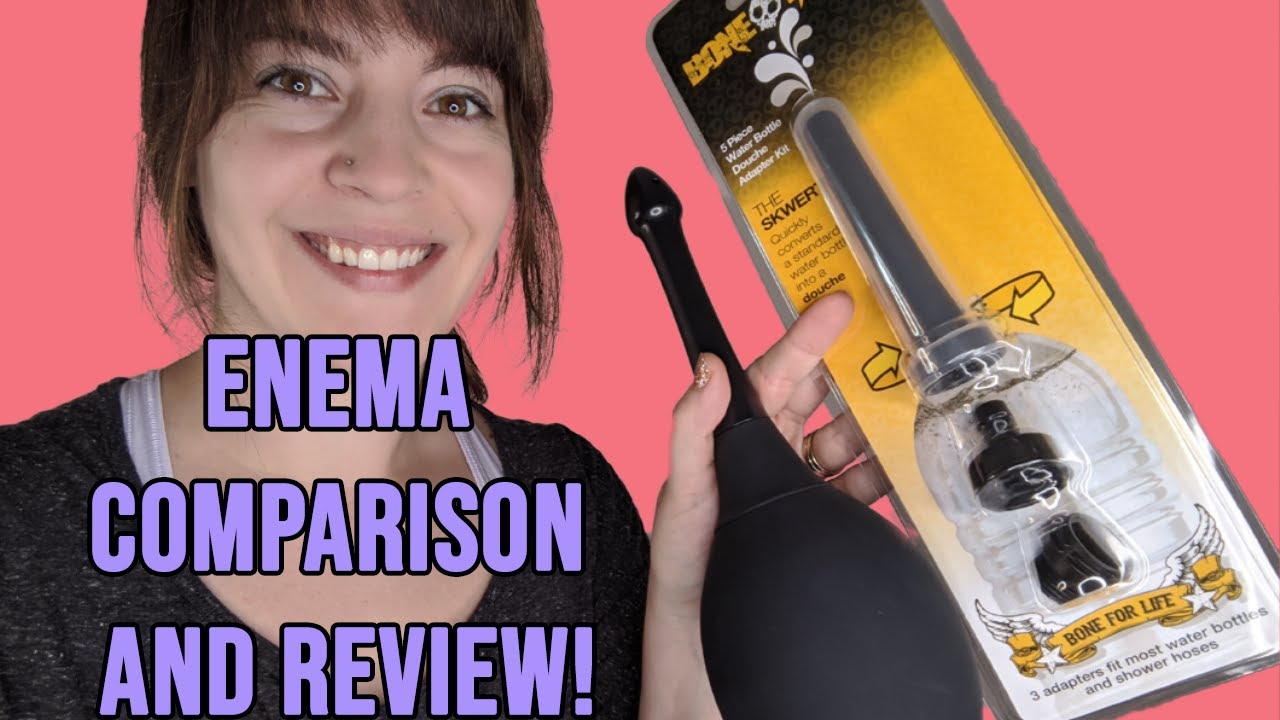 Toy Review - Enema Comparison Skwert Water Bottle Douche from Boneyard and CalExotics One Way Valve
