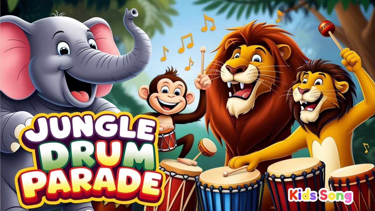 Jungle Drum Parade | 🎶Fun Kids Songs & Animal Nursery Rhymes.