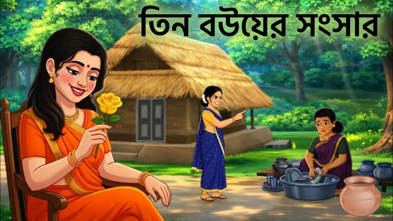 তিন বউয়ের সংসার | Tin Bouyer Songsar | Bangla Moral Story | Bangla Fairy Tales | Cartoon Golpo