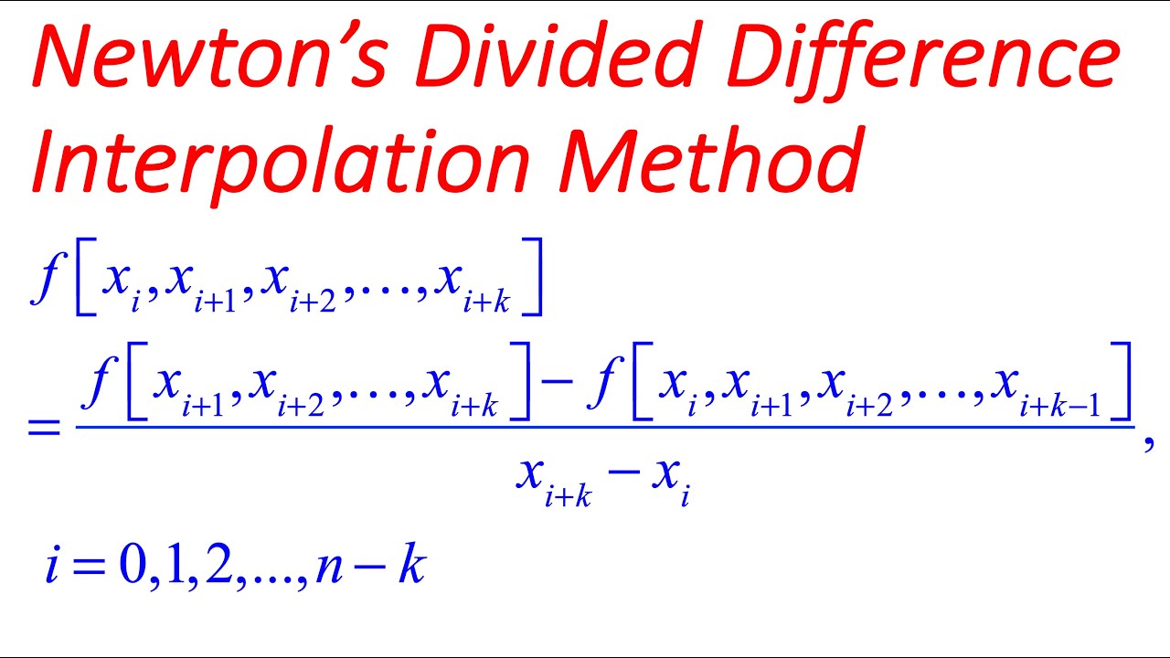 Newton's Divided Difference Formula for Function Interpolation (and Forward Difference Formula)