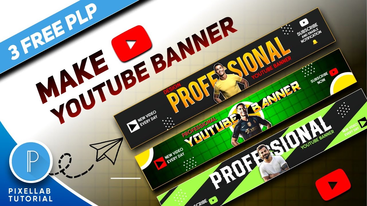 How To Make Professional Youtube Banner | 3 FREE PLP FILE |  Pixellab Tutorial | Atulzalaedits
