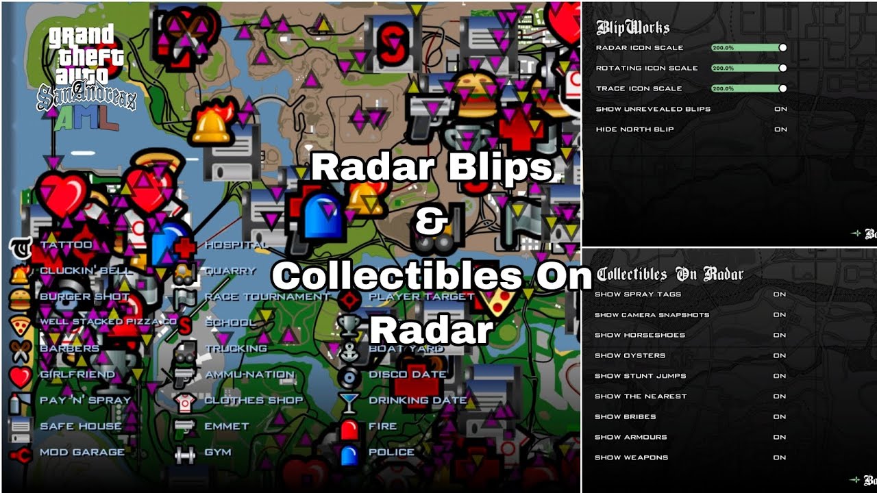 2 Plugins | Radar Blips & Collectibles On Radar For Gta Sa AML Android