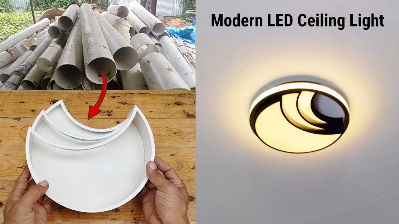 DIY How to Make Modern LED Ceiling Light Round Simple Decoration from PVC Pipe