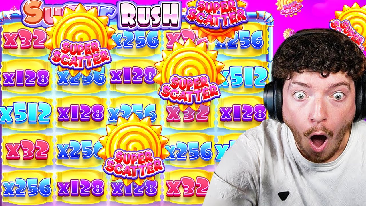 ГАРАНТИРУЕТСЯ 32-КРАТНЫЙ ВЫИГРЫШ НА ПОЛНОМ ЭКРАНЕ В ИГРЕ SUGAR RUSH SUPER SCATTER С ОГРОМНЫМ ВЫИГ...