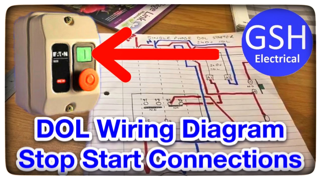 Direct Online Starter DOL Part 2 Wiring Diagram for How to Connect a Stop and Start Buttons