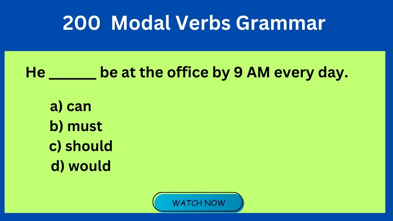Modal Verbs  | 200 English Grammar Questions। English Grammar Test | #english #englishgrammar