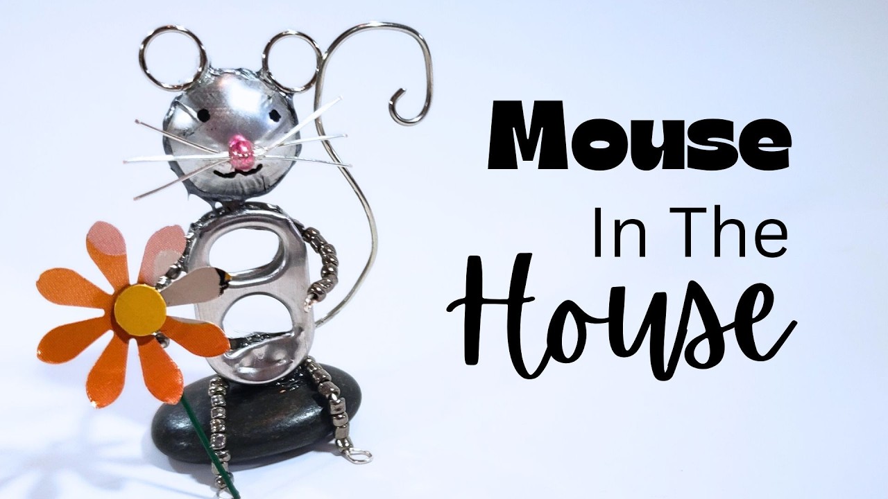 Фигурки мышей, сделанные своими руками из язычков от банок из-под газировки.