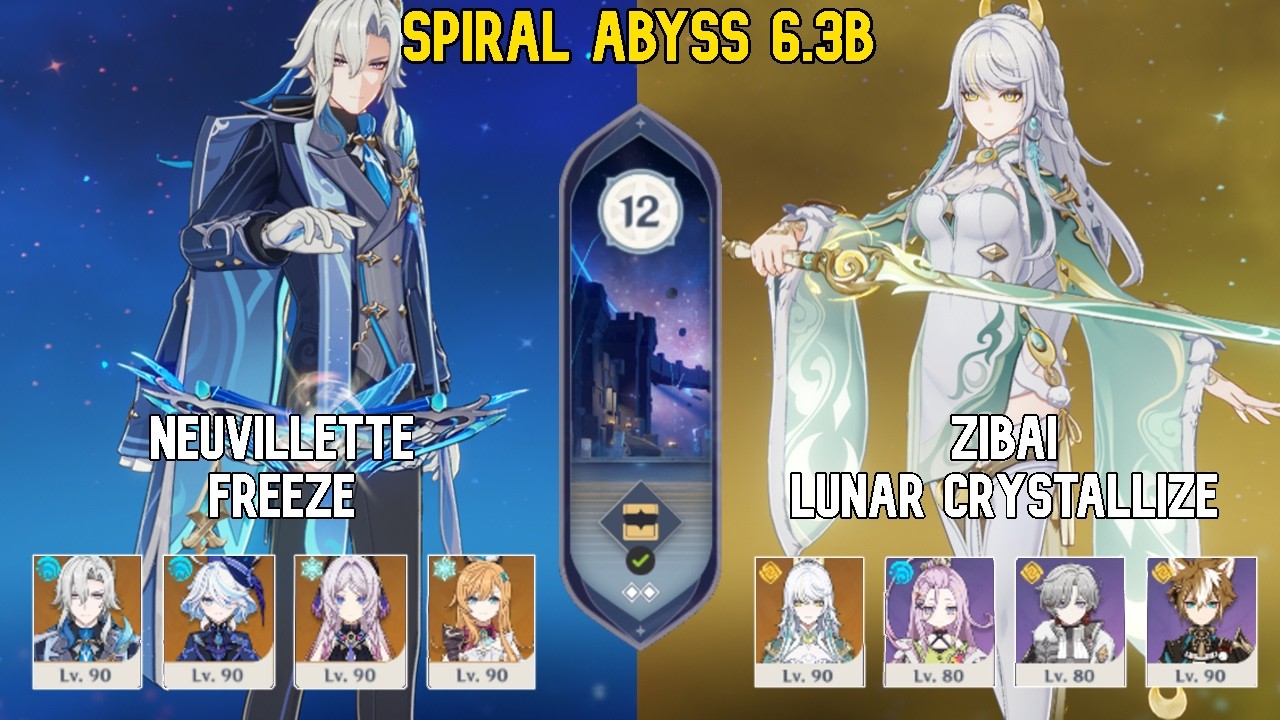 Neuvillette Freeze & Zibai Lunar Crystallize | Spiral Abyss Floor 12 | Genshin Impact Luna 6.3