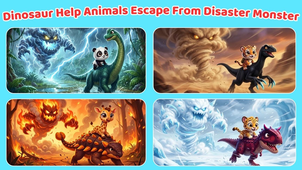 ABC Animals Beach Song 🦖 Dinosaur Saves Animals from Monsters 🌊 Fun Kids Learning A–Z