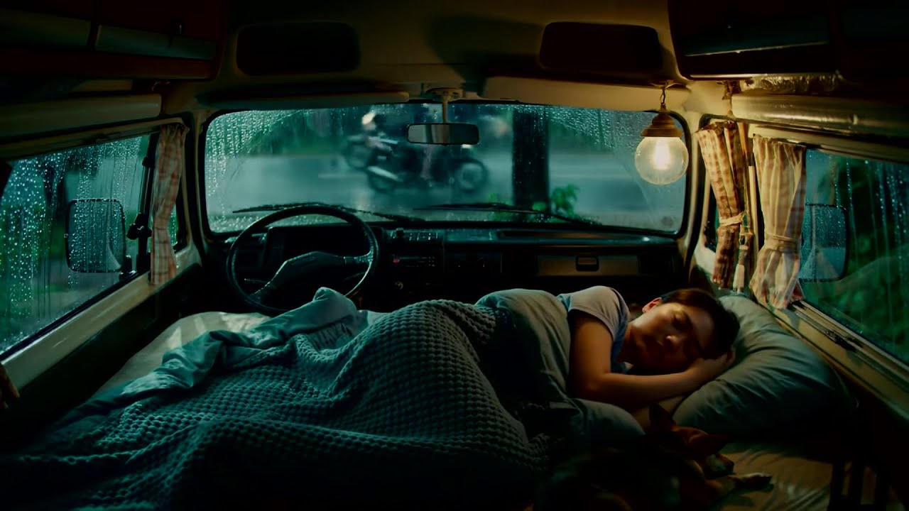 Rain Sounds for Sleeping - Lulled to Sleep by Warm Rain on a Car Window at Night