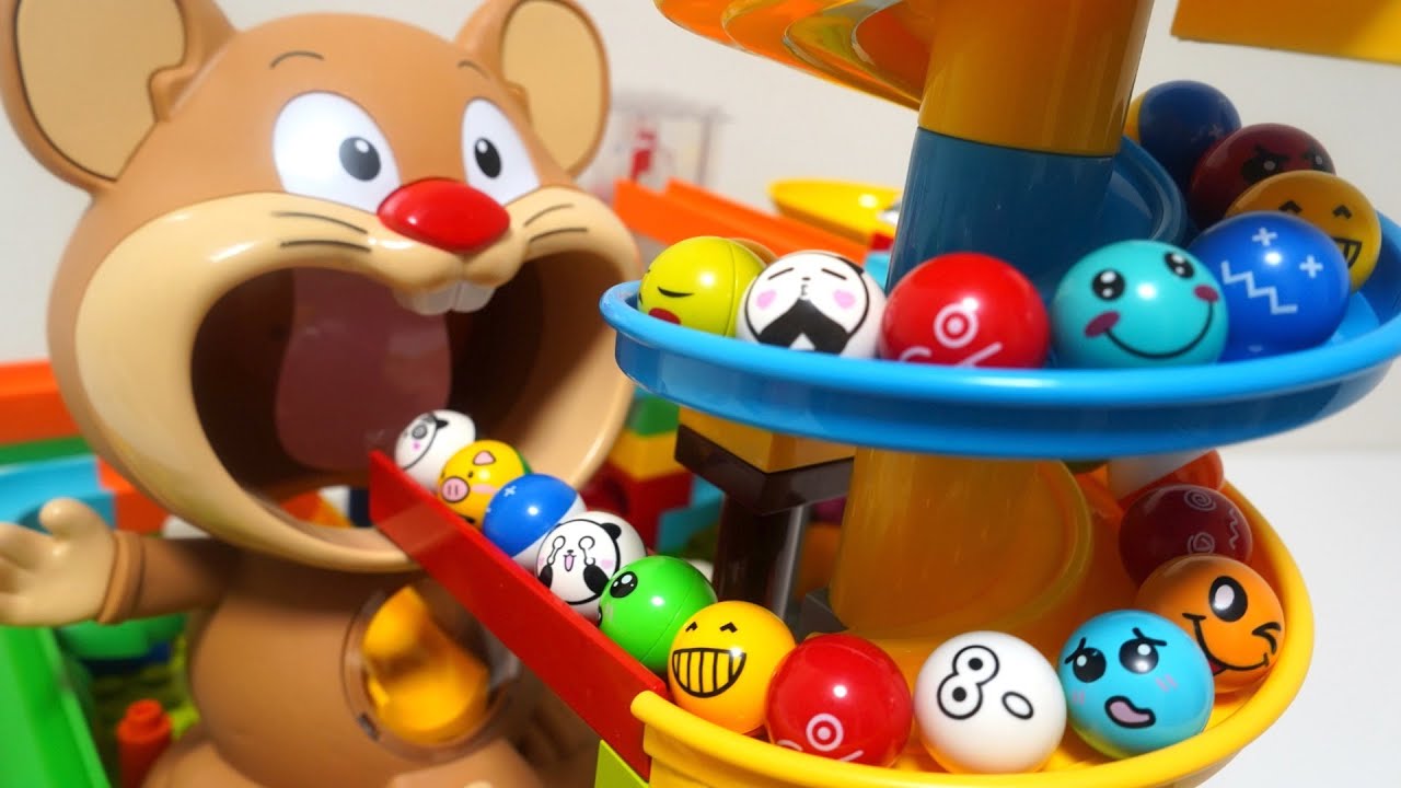 Satisfying Building Blocks Marble Run ASMR Rolling coaster with a big mouse