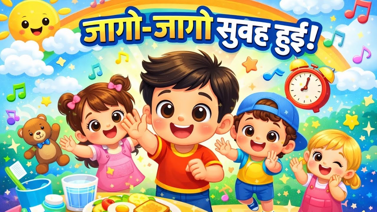 जागो-जागो सुबह हुई! 🌞 | Good Morning Nursery Rhyme for Kids | Morning Routine Song