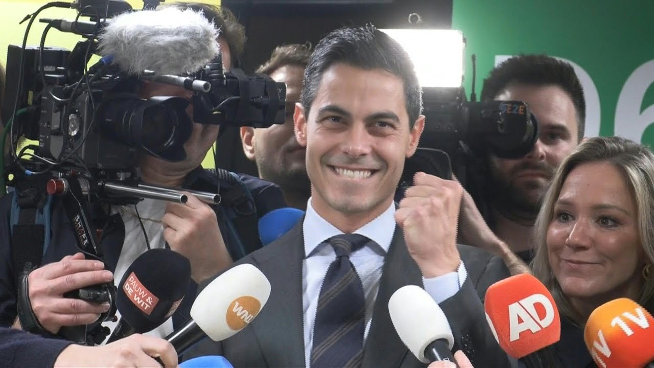 Dutch centrist leader Rob Jetten celebrates after election success | AFP