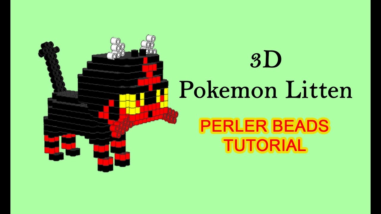 3D Pokemon Sun Moon Litten Hama Beads Perler Photopearls tutorial