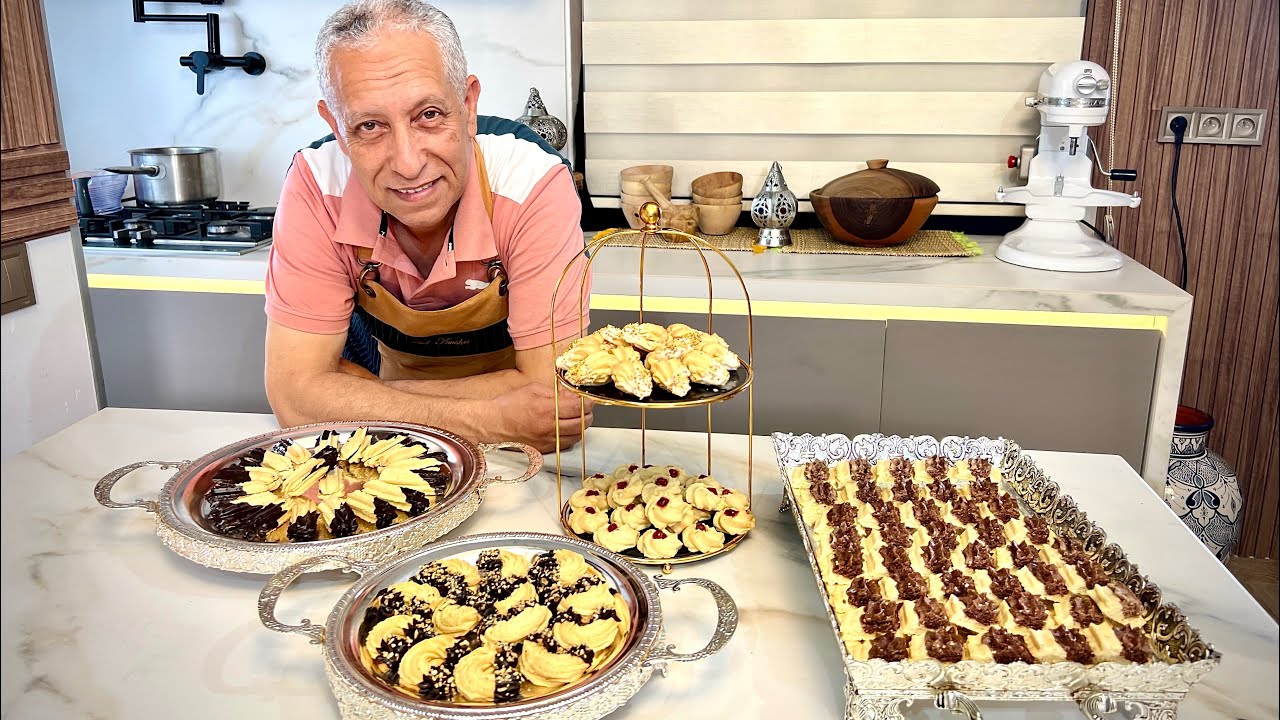 تحضيرات العيد : 5أشكال حلويات رائعة بعجين واحدة و غير 600 غ دقيق تحضريها كطلبيات و لمائدة العيد