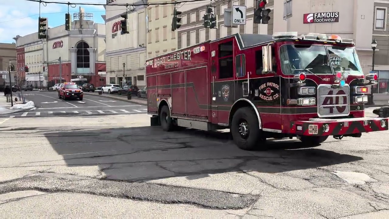 Port Chester E60, TL2, R40 & Car 2393 Responding to 223 Westchester Ave For a Commercial Alarm 
